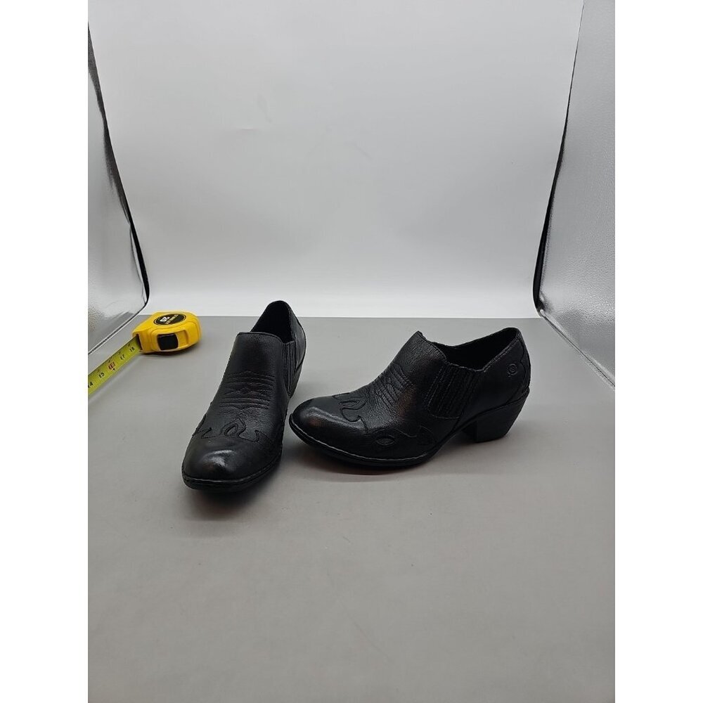 Born Womens Black Leather Amibeth Western Wingtip Ankle Booties Size 7